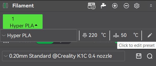 Creality Material Preset